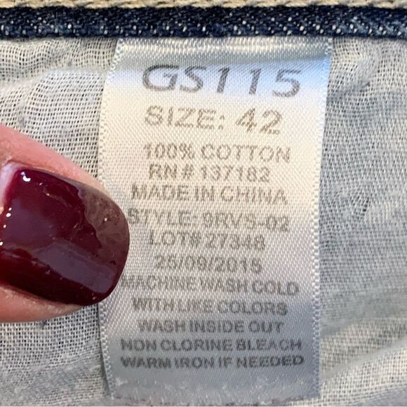 GS115 Mens Jean Shorts Size 42 Bruce Slim Fit Blue Denim Distressed - Picture 9 of 11